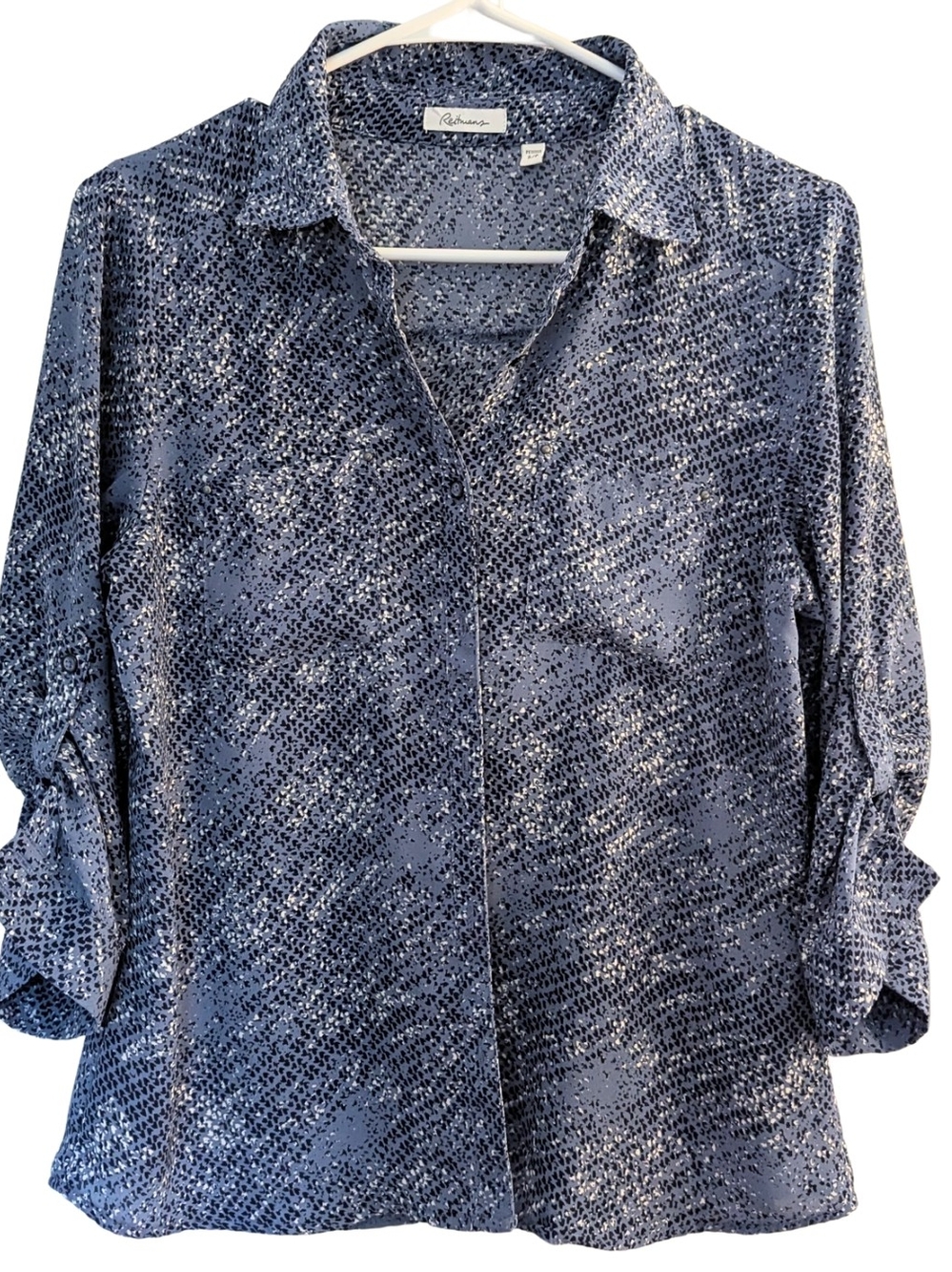 Reitmans Navy Blue Speckled Button-Front Shirt